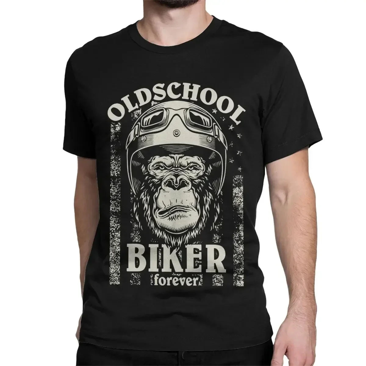 Round Collar Cotton Birthday Present Clothing oversized Old School Biker Motorcycle Bike Gorilla Men T Shirts Racing Tee Shirt