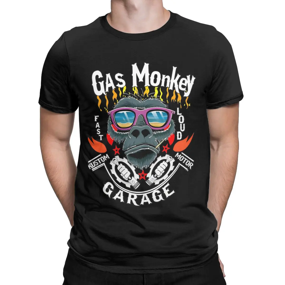 Men's Gas Angry Monkeys Garages T Shirt Aggressive Gorilla Cotton merch Hipster Short Sleeve O Neck Tee Shirt Printed T-Shirts