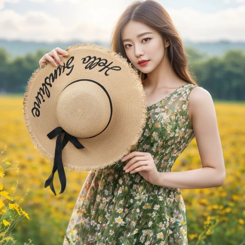 1 Stück Sommer-Sonnenhut für Damen, Brautparty Junggesellinnenabschied Sonnenhut mit Breiter Krempe UV-Schutz für Hochzeit Brautjungfern Reise