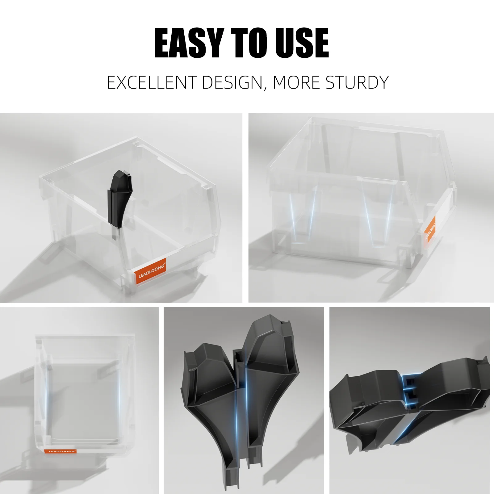 6/24 Pcs Transparent Stackable Plastic Storage Boxes - Garage Organizer Containers for Tools