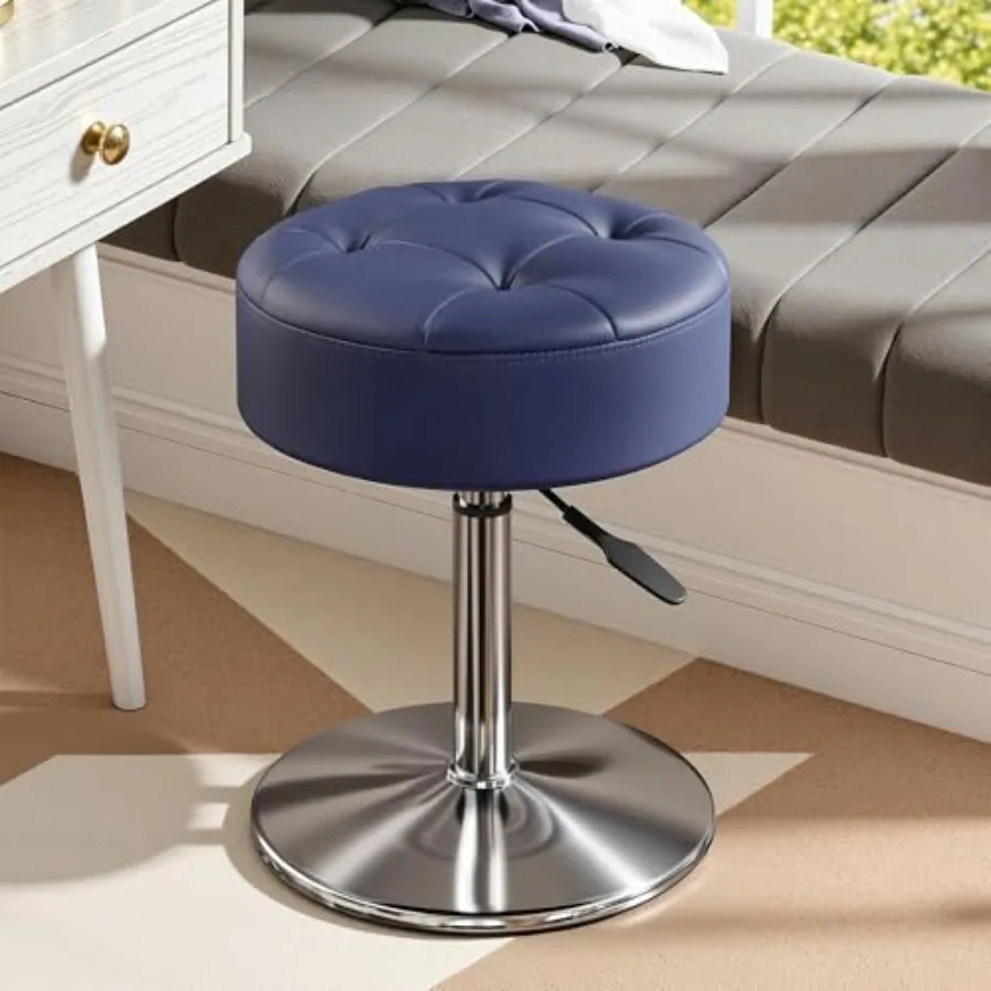 Vanity Stool with Adjustable Height 360Swivel Ottoman Chair for Adults Round Padded Makeup Stool with Stable Support for Vanit