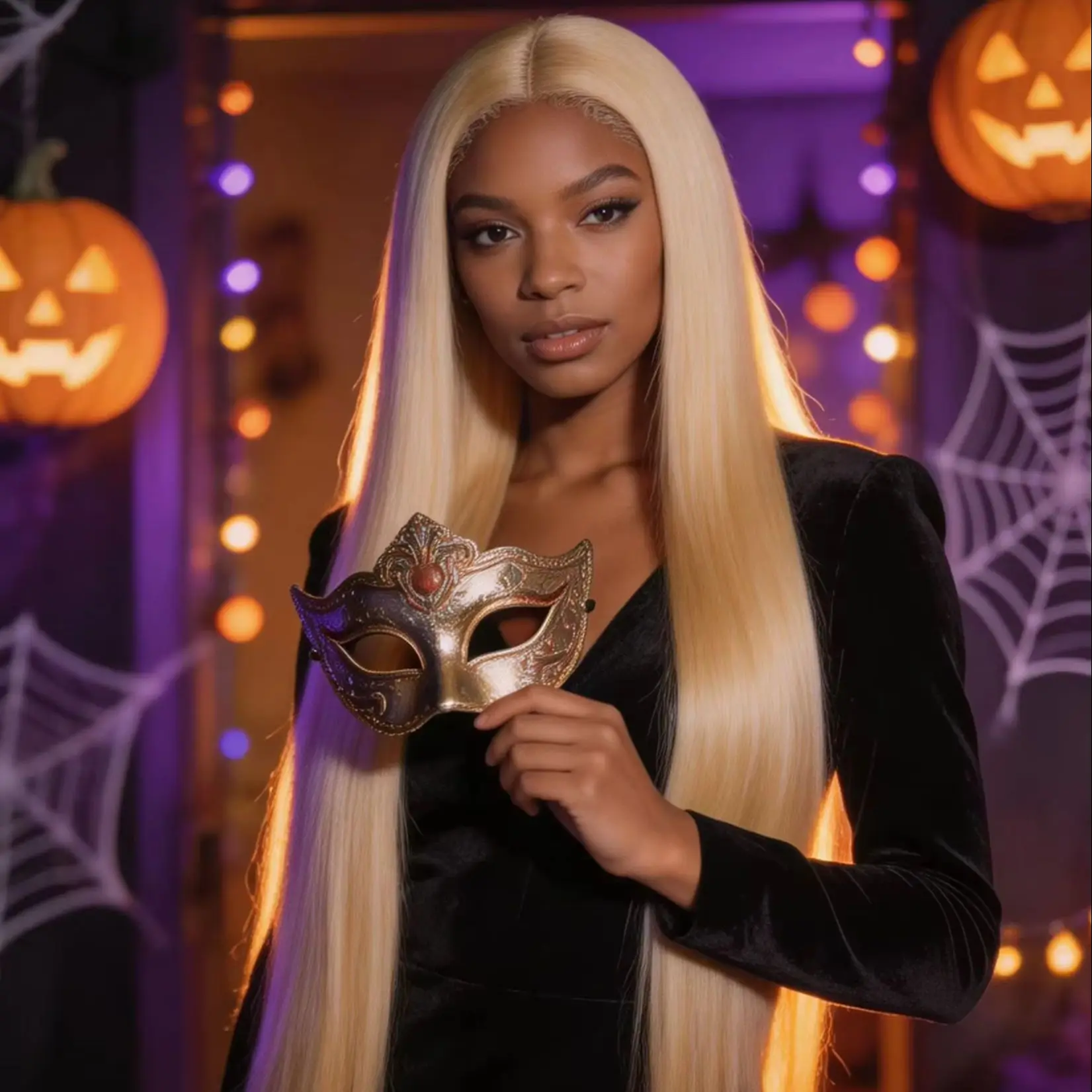 Halloween Long Anime Cosplay Wig 613 Blonde 200% Density 40 Inches 13x6 13x4 HD Transparent Lace Frontal Wig #613 Bone Straight Human Hair Wigs Blonde For Women Pre Plucked Brazilian Hair