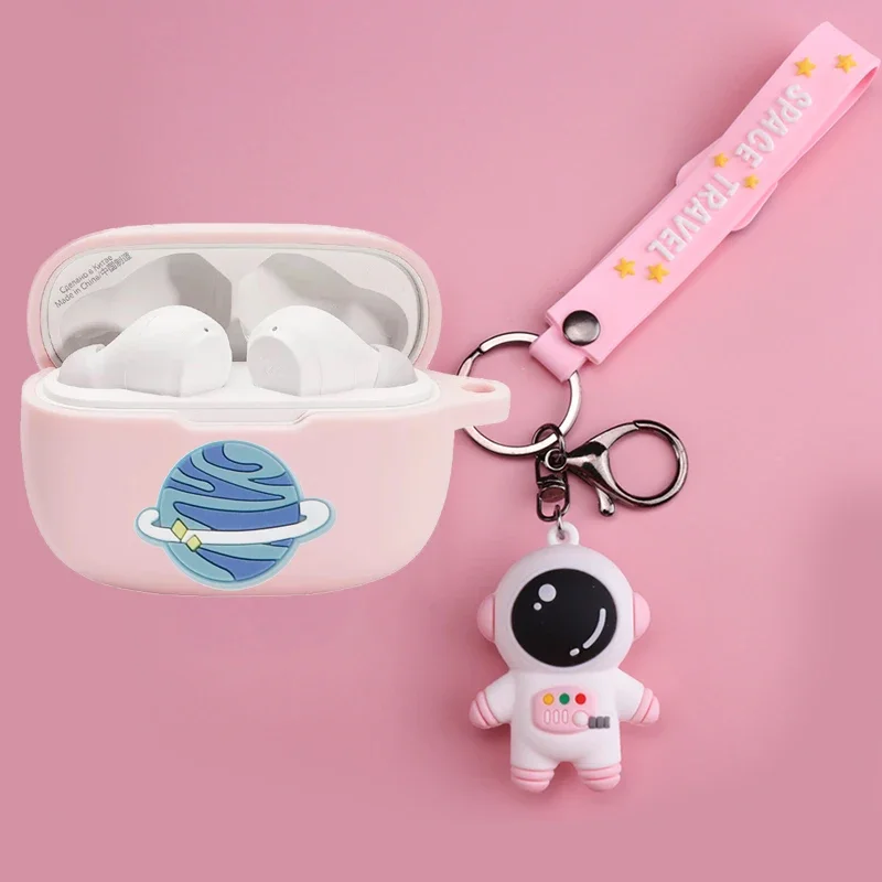 Para jbl onda 200 tws caso dos desenhos animados spaceman silicone fone de ouvido caso protetor capa macia bonito para jbl 200 caso com chaveiro