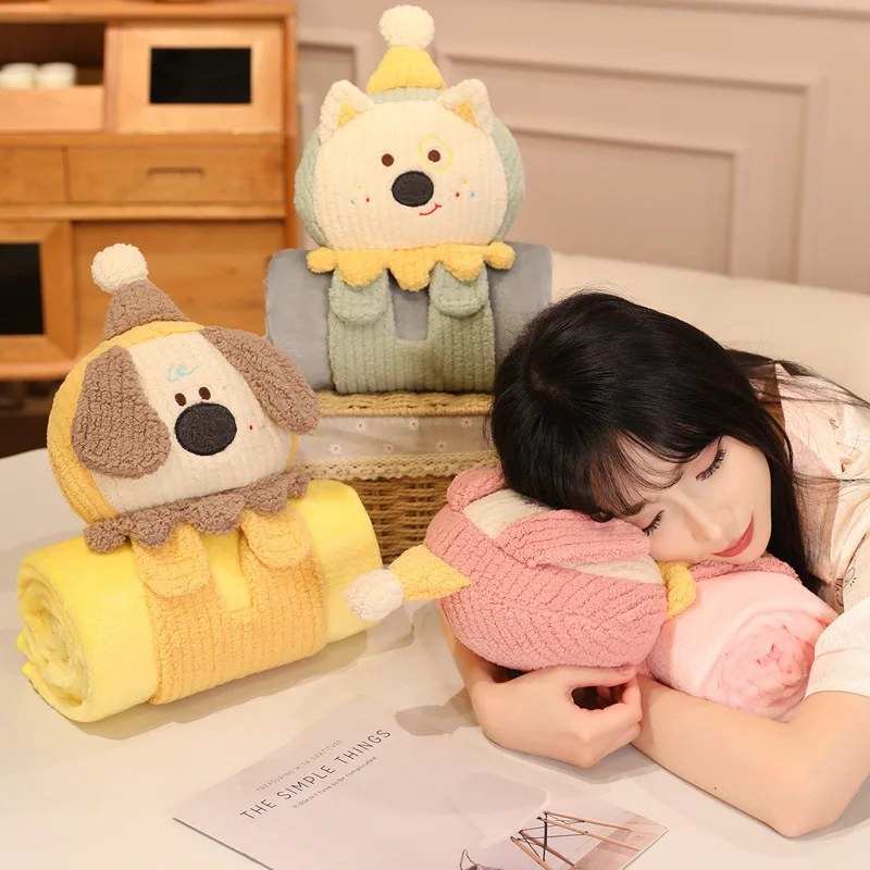 

Cartoon 3D Roll Blanket Office Nap Blanket Airplane Travel Air Conditioning Blanket Birthday New Year Gift Pillow Blanket