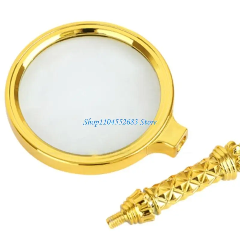 

Y6GD Handheld Magnifier for w/ Metal Handle Golden Reading Glass Map Jewel