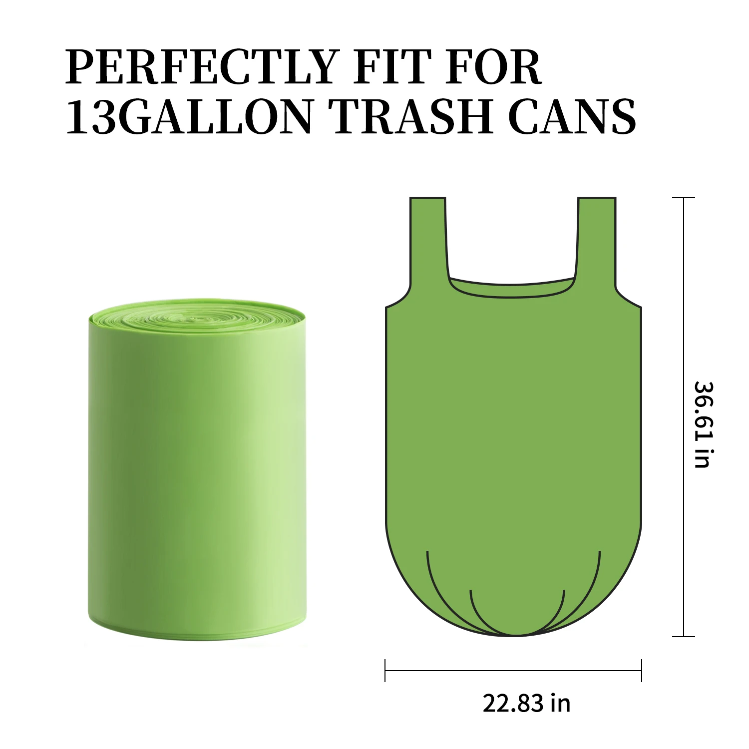 Compostable Trash Bags, 13 Gallon, 100% Compost Waste Bags for Kitchen Bathroom Office