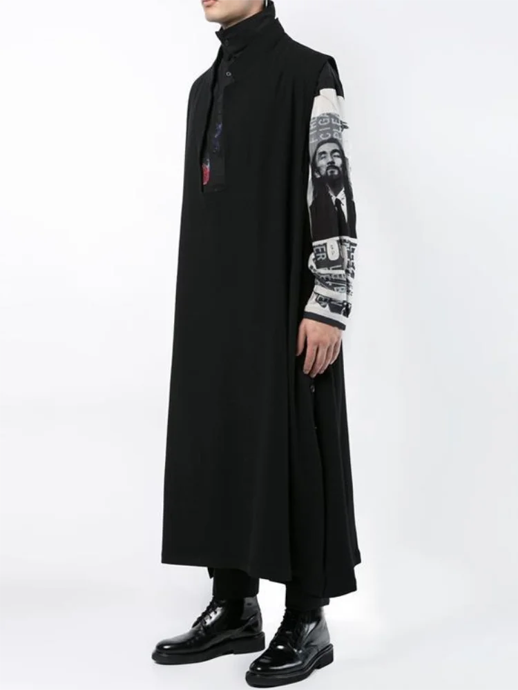 Men's Woolen Coat New Autumn/Winter Korean Fashion Runway Fashion Trend Mix Sleeveless Plus Size Coat