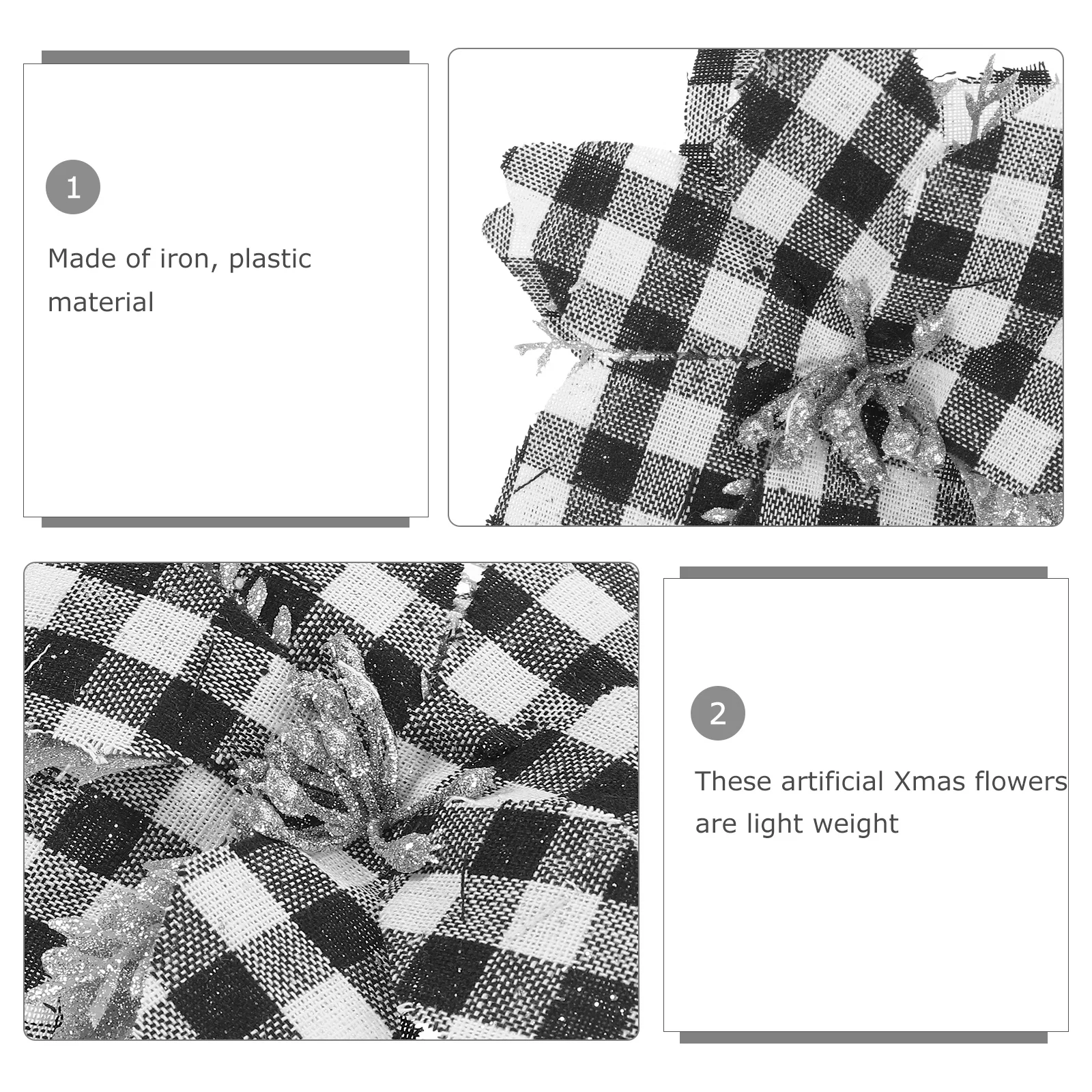 

1Set Christmas Poinsettia Flowers Decorative Artificial Stems Clips Xmas Tree Christmas Wreath Party Ornament Xmas Holiday