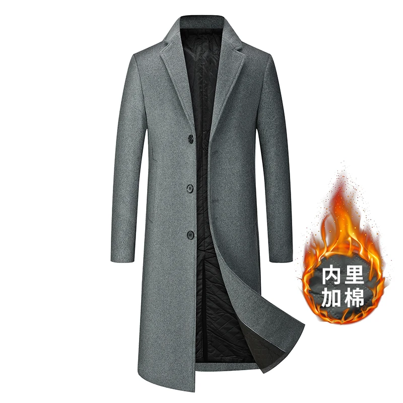 Men's Woolen Coat 2022 Autumn and Winter New Young and Middle-aged Long Over-the-knee Trench Coat Fashion Trend Coat Men