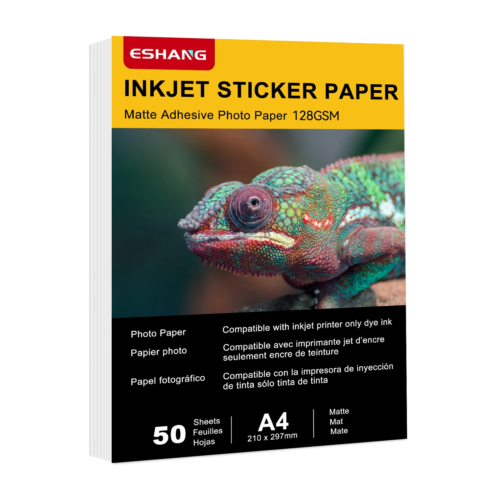 A4 128 GSM 50 Sheets Adhesive Printable Matte Sticker Photo Paper 8.3x11.7 Full Sheet Inkjet Self Adhesive Photo Paper