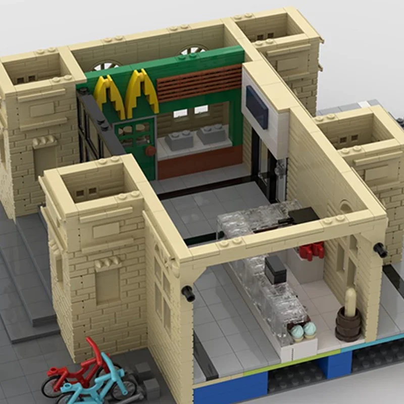 MOC-Modular Street View Estação Ferroviária Blocos de Construção, Tijolos Técnicos, Montagem DIY, Construção Brinquedos para Crianças, Presentes de Férias