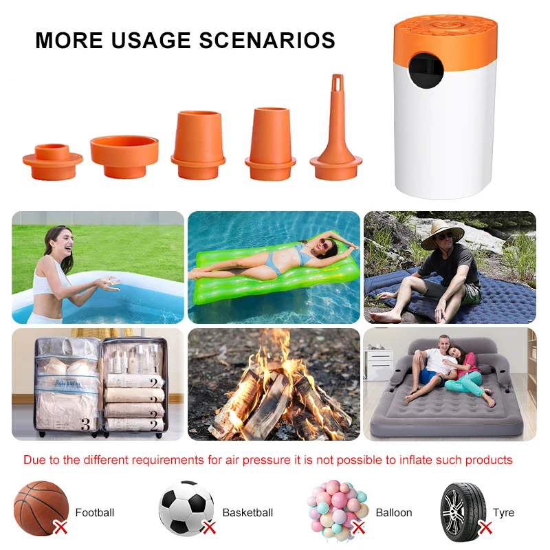 2 in 1 Tiny Dry Battery Air Pump Wireless Air Compressor Camping Inflate Deflate Pump for Indoor/Outdoor Inflatable Equipment