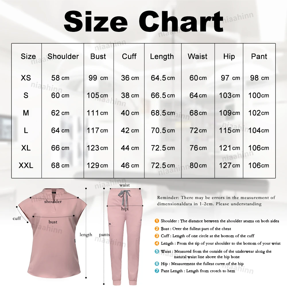 Niaahinn Nurse Uniform Women Scrubs Suit Hospital Uniforms Fashion Scrub Tops New Wholesale Medical Uniforms Nursing Accessories