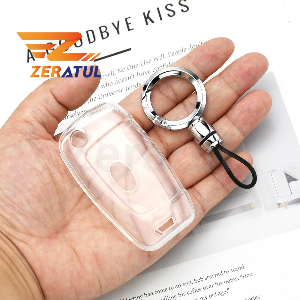 Transparent TPU Flip Car Key Fob Case Cover Keychain For Hyundai Santa Fe Cruz Accent Palisade Kona SE i30 Tucson Elantra Sonata