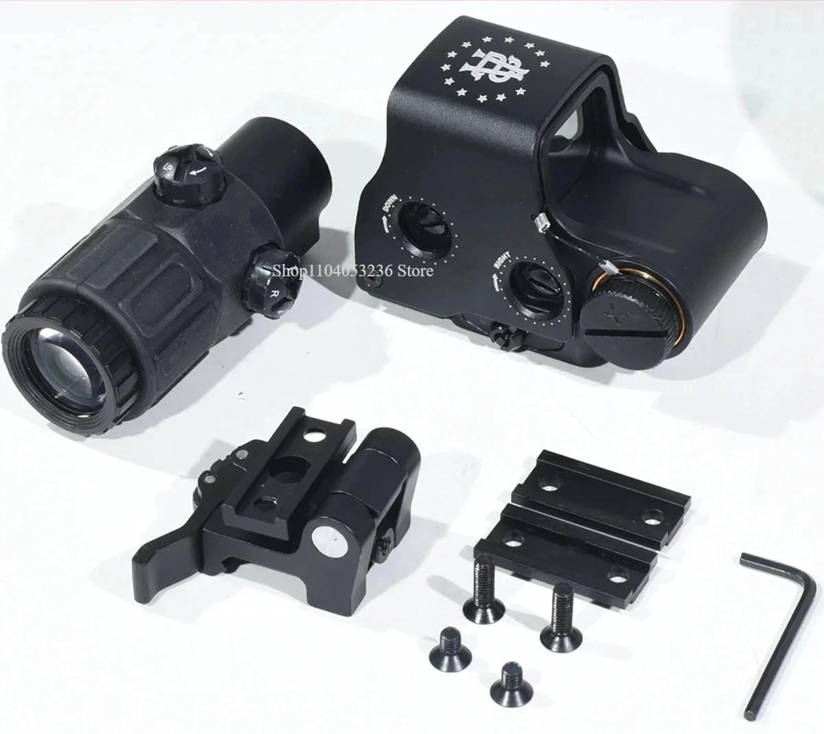 E*T*CH 558 DC* Green Red Dot Holographic Sight W/ G33/G43/G45 3X 5X Magnifier Hunting Fit 20mm Rail Mounts & QD Lever