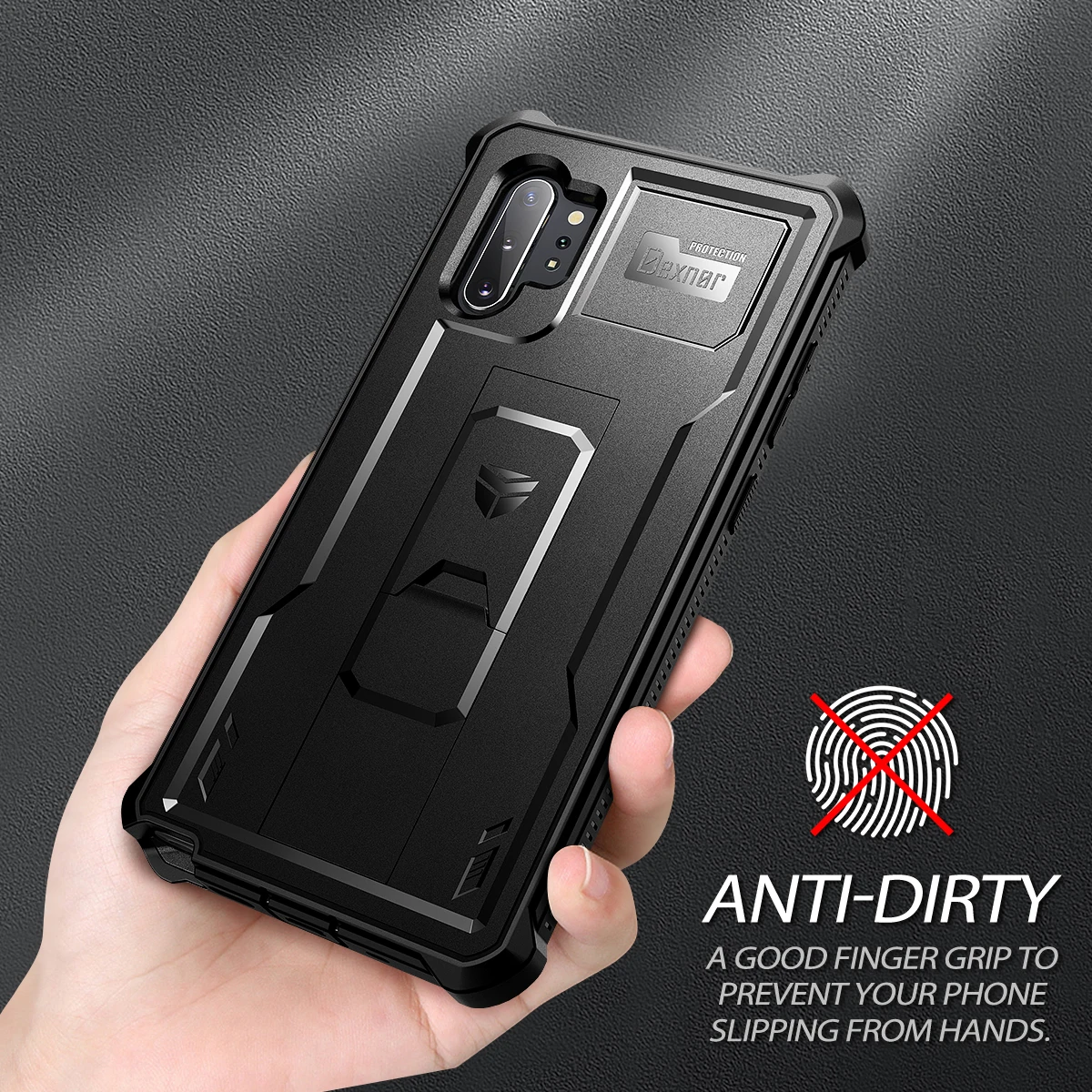 For Samsung Galaxy Note10 Plus Case Full Body Bumper Military Grade Armor Shockproof Holder Cover with Built in Screen Protector