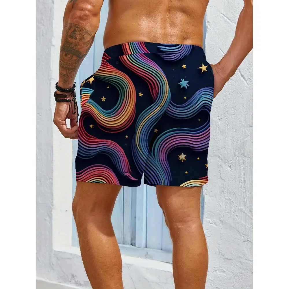 1pcs Men's Short swim trunks2026 Summer 3D Printed Short sleeve Quick drying Polyester running Breathable clothes for man