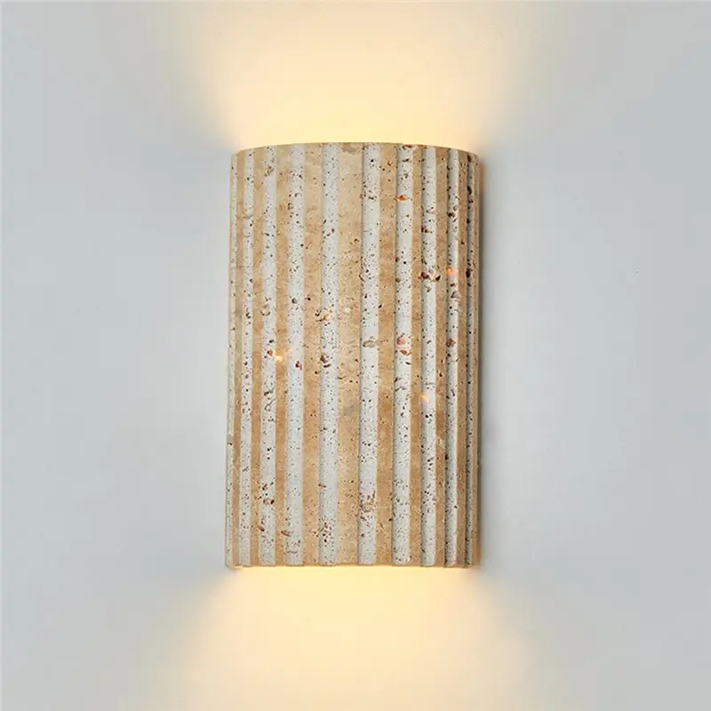 A02M-Yellow Travertine LED Wall Lamp Sconce Bar Aisle Bedroom Industrial Vintage Light Fixtures Lampara Pared Makeup Mirror Ligh