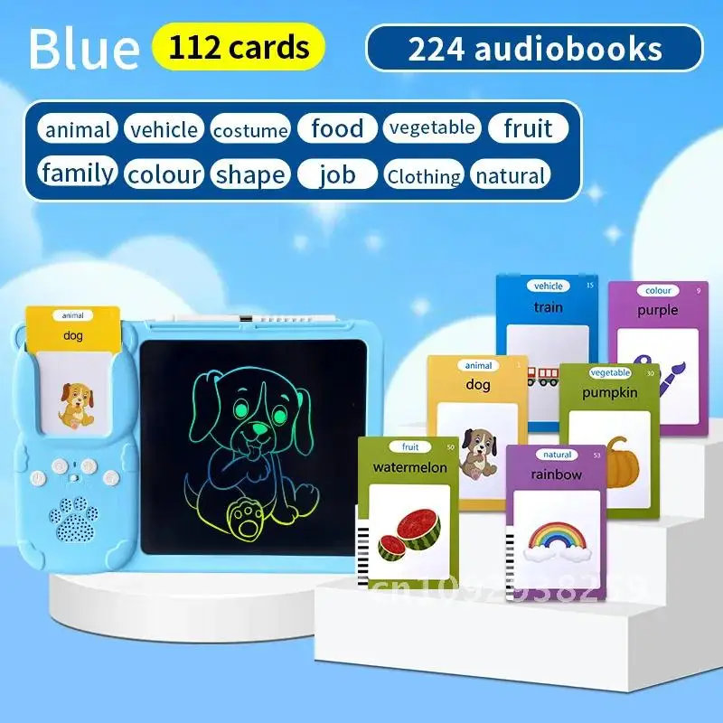 2 in 1 Talking Flash Cards Early Educational Toys Drawing Gift Machine Preschool Toys Writing Board LCD Learning Tablet