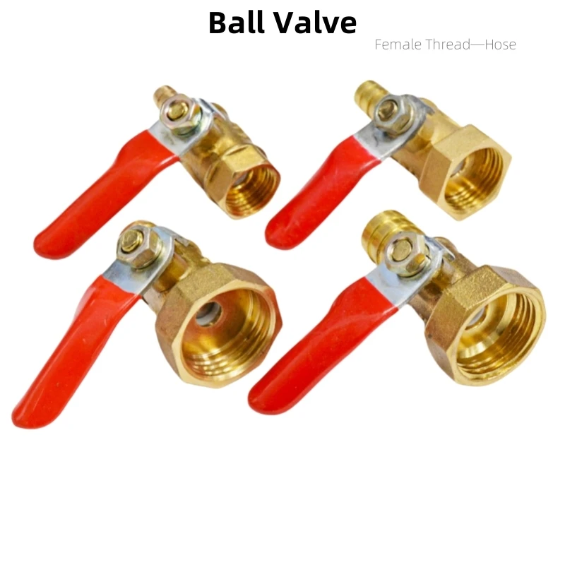 Brass Barbed Ball Valve Connector Controller 1/8″ 1/4″ 3/8″ 1/2″ Male Thread Female Connector Copper Tube 6 8 10mm Adapter Valve