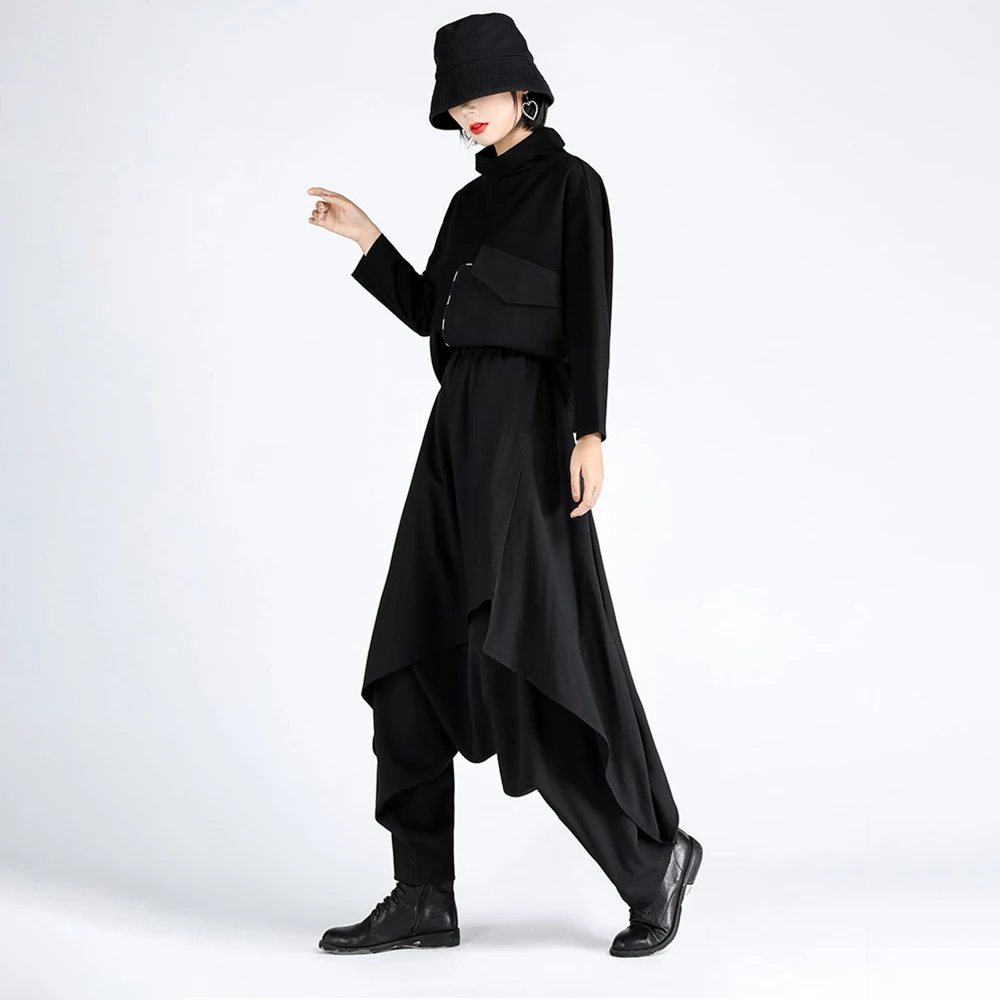 XS-5XL Winter Men's Irregular Wide-Leg Skirt Pants American Retro Fashion Trend Street Hip Hop Loose Casual Niche Men's Bottoms