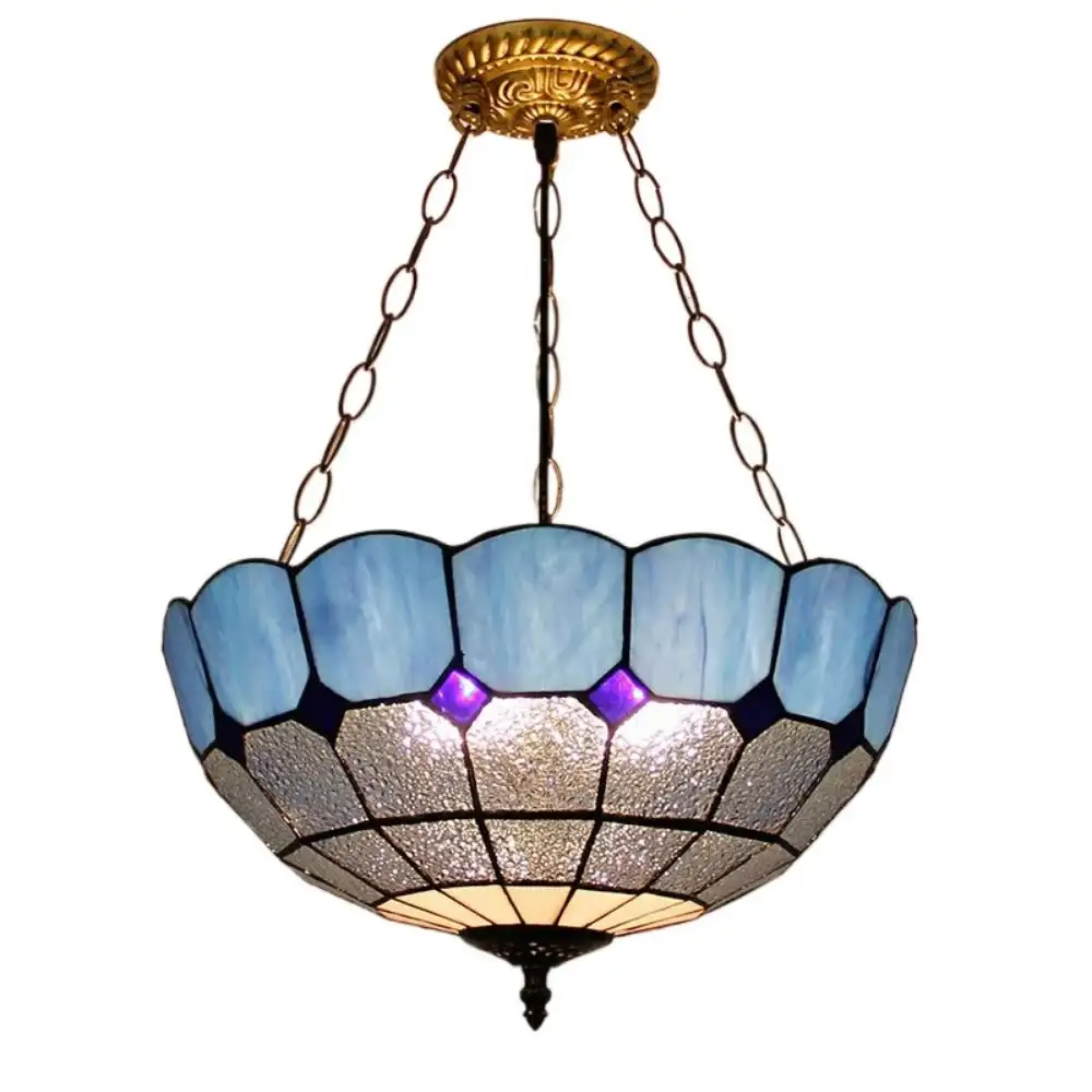 

16inch Stained Glass Pastoral Lampshade Victorian Anti-chandelier Tiffany Ceiling Light for Corridor Entrance Balcony