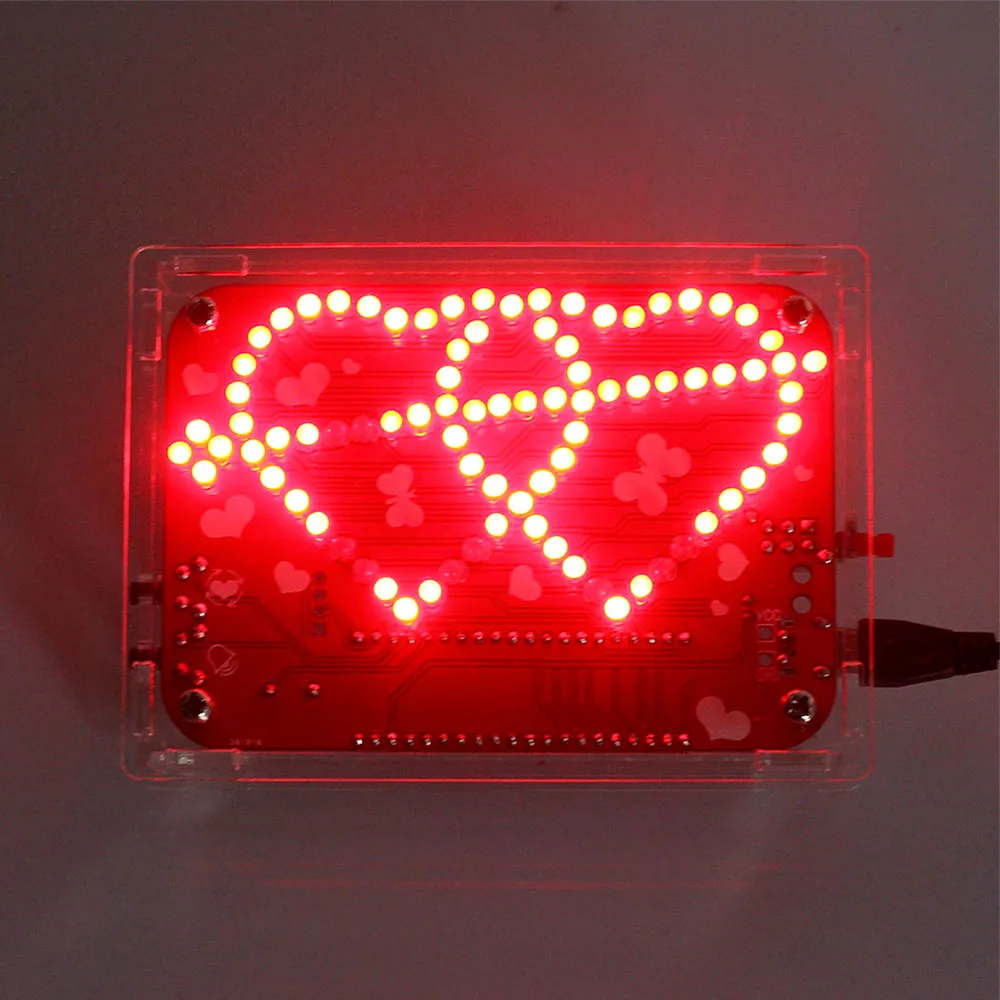 DIY Kit LED Double Heart-shaped Musical Flashing Marquee Light Electronics Projects Soldering Practice Heart Love