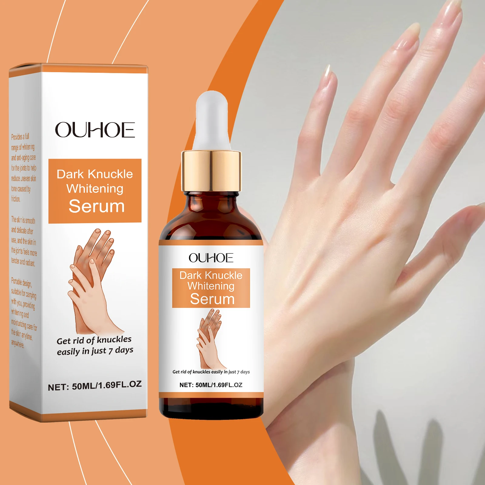 Knuckle Whitening Serum – 50 ml/1,69 fl.oz schnelle aufhellende Handaufhellungsbehandlung |   Ziele dunkler Ellenbogen, Knöchel und Gelenke