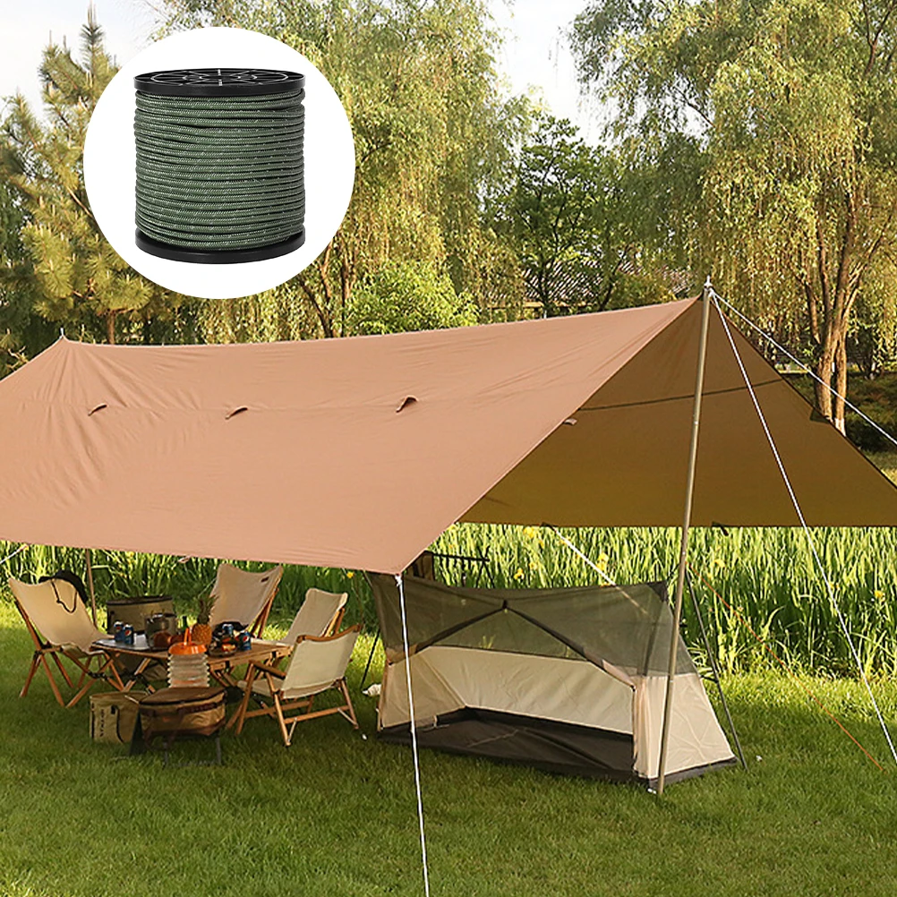 

Camping Rope Reflective Tent Fixing Tools Army Green Hiking Ropes Adjustable Canopy Tie Lightweight Portable Outdoor