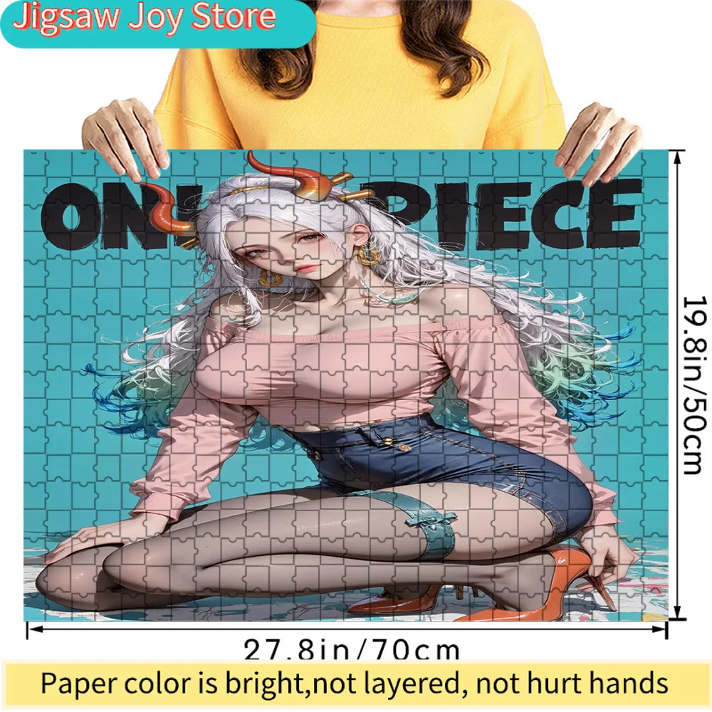 

Premium Paper Jigsaw Puzzle Featuring One Piece Yamato Chic Pink Off-Shoulder Top and Denim Skirt Artwork, 27.8x19.8 Inches Larg