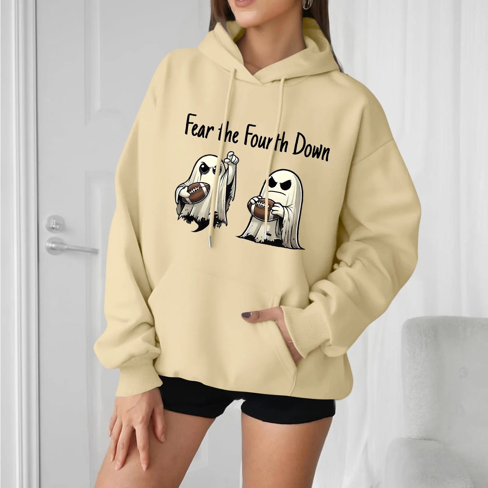 2025 femmes décontracté mode confortable col rond avec capuche à manches longues Halloween imprimé chaud sweat Sudaderas De Mujer