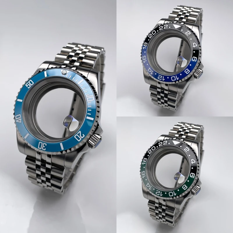 40mm NH34 Watch Case Mod Kit for NH34 Movement - 3.8 Crown Position, Stainless Steel Strap, Sapphire Crystal, Rotating Bezel