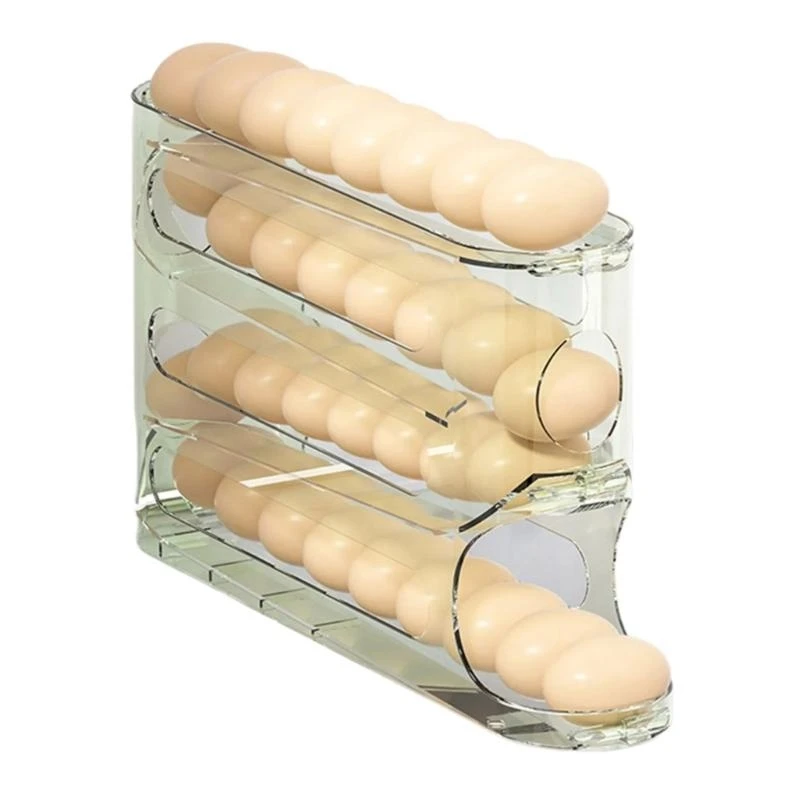 Plastic Eggs Holder for Fridge Door Automatic Restocking 4-layer Ladder Eggs Storage Box Kitchen Organization Supplies