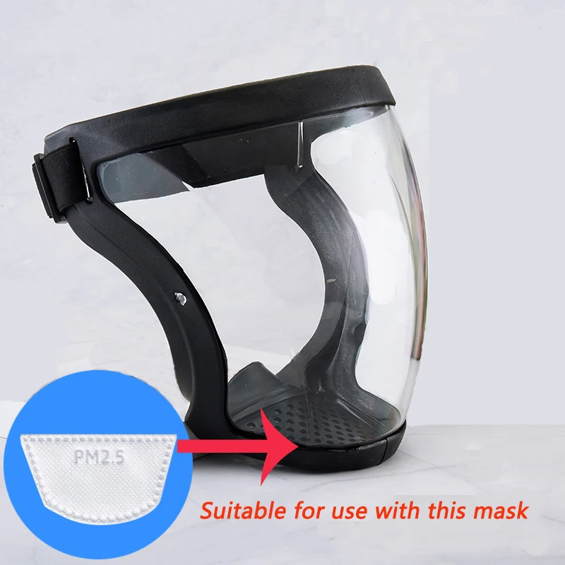 PM2.5 Activated Carbon Filter Voor Transparante Beschermende Volledige Gezicht Schild Winddicht Stofdicht Masker Anti-Splash Veiligheidsbril