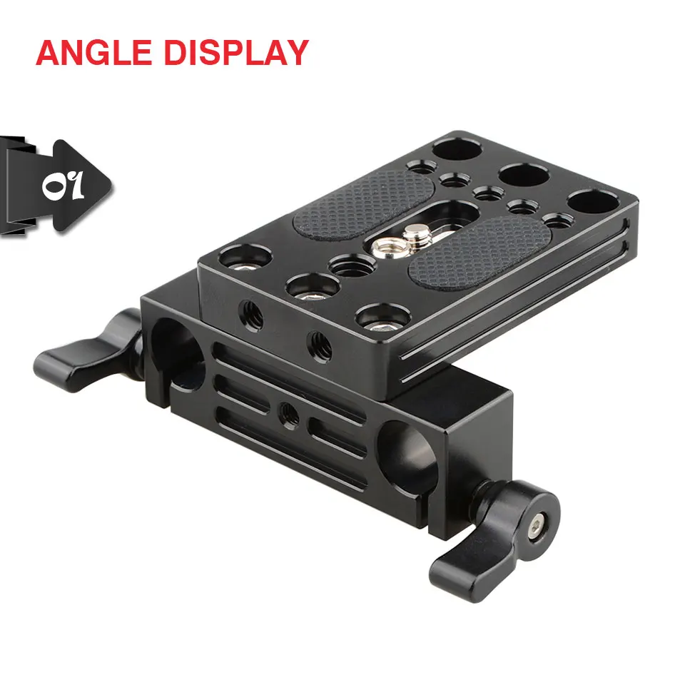 CAMVATE Extended Camera Baseplate Tripod Mount Plate With 1/4"-20 Mounting Stud & 15mm Rod Clamp Railblock For DSLR Camera Rig