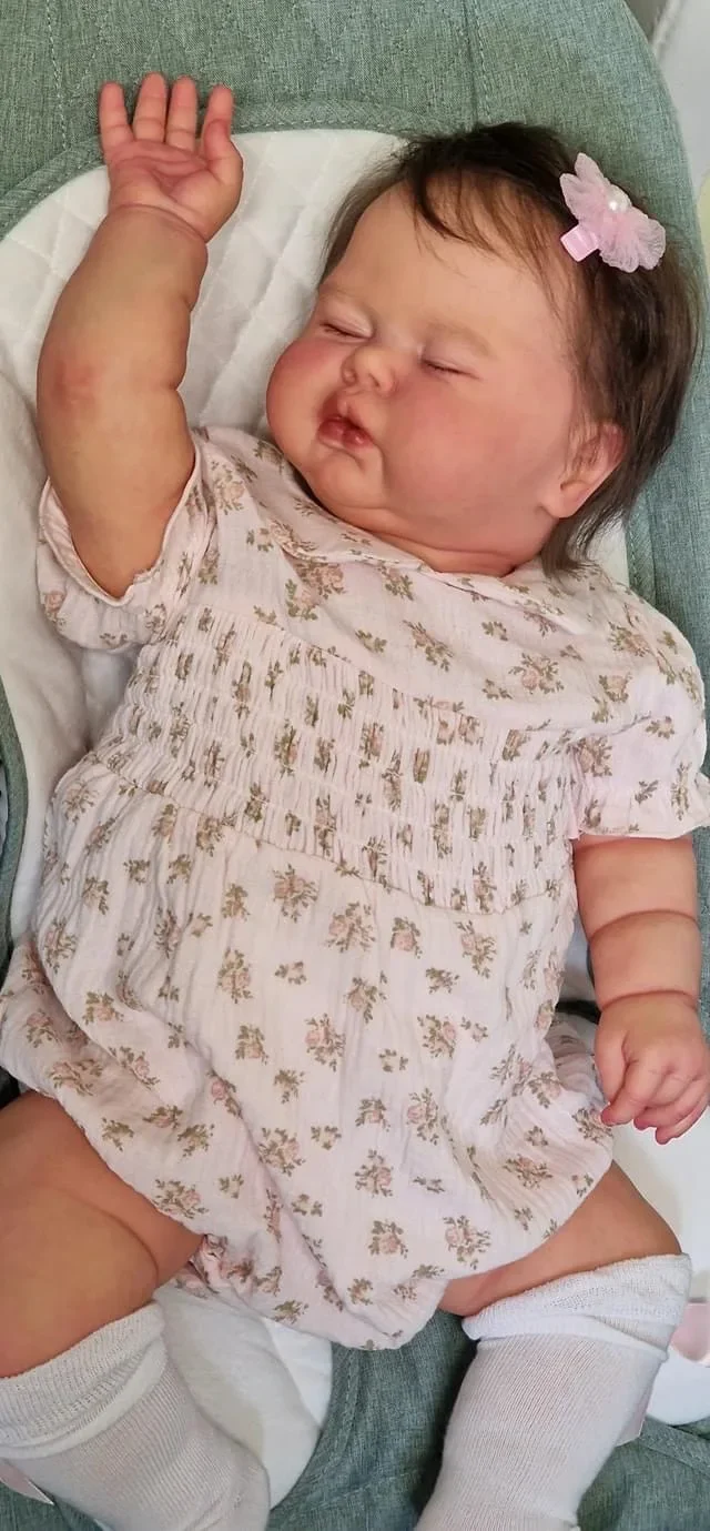 DLS 24 pouces cornichon endormi en tissu doux corps réaliste Reborn enfant en bas âge cheveux enracinés à la main peluche bébé poupée bébé
