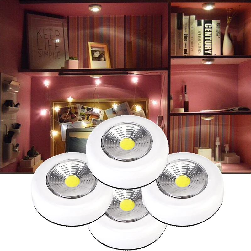 1/2/3/5Pcs LED Mini Touch Night Light Battery Powered Closets Furniture Bedroom Bedside Hand Press Night Lamps Kitchen Lighting