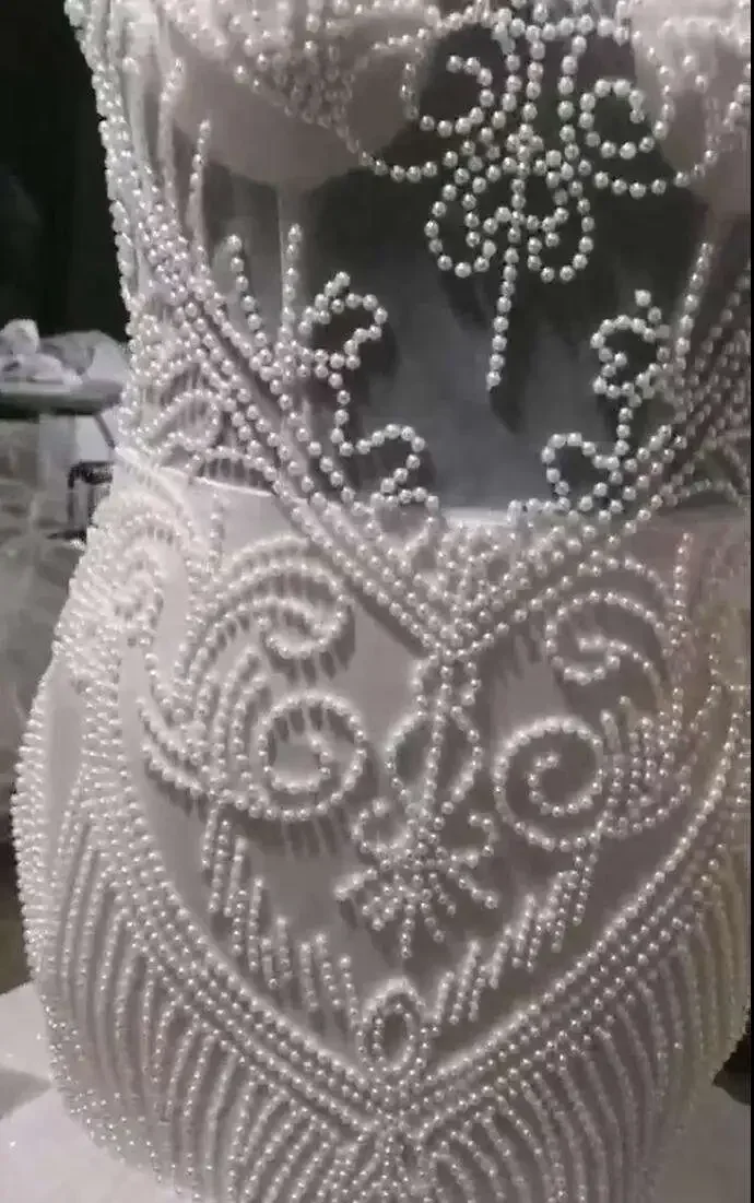 Customized  Shinny Full Handwork Pearls Wedding Dress Chapel Train Spaghetti Strap Corset Back Church Plus Size Bridal Gown