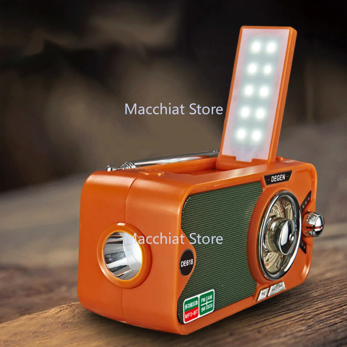 

New Degen DE618 Multifunction radio MP3 bluetooth lighting hand-cranked power generation card U disk full-band radio