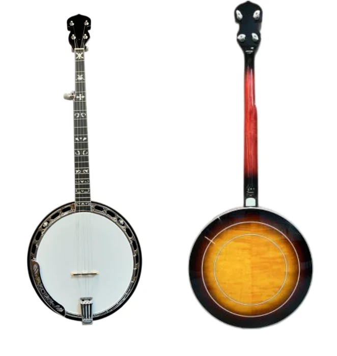 Factory Direct Sales of Five-string Wooden Rim Banjo Inner Ring Mahogany Plywood  Top PlateTiger-striped Okoume