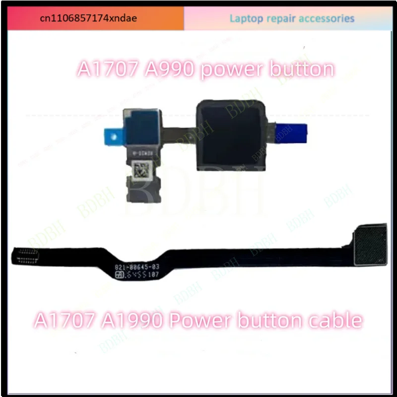 Original A1990 Touch ID Power Button + Cable 821-00920-A 2016 2017 For Macbook Pro A1707 Power ON/OFF Button Cable 821-00645-A