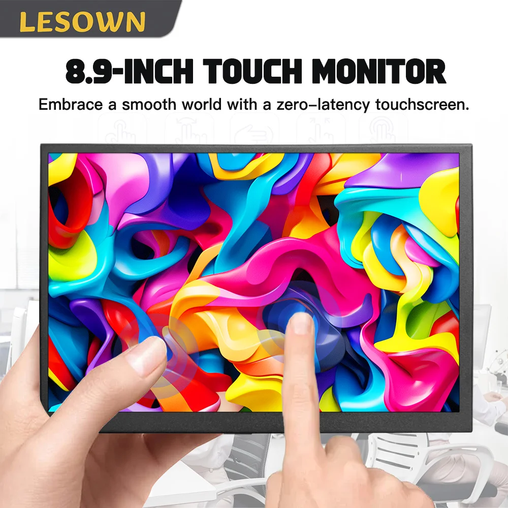 

LESOWN 8.9 Inch Portable Mini Display 1920x1200 IPS USB‑C Side Display Auxiliary Screen for Laptop Translators or Interpreters