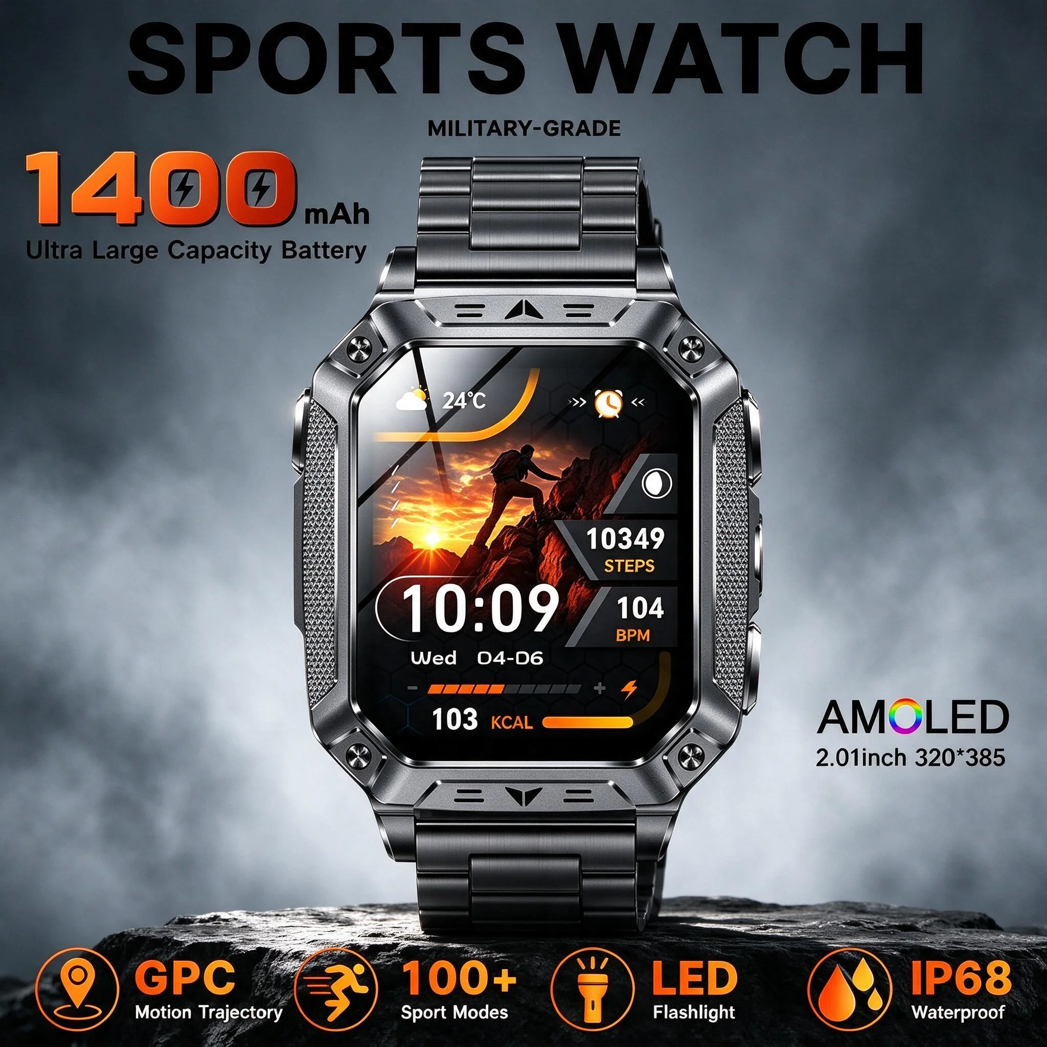 2026 New Outdoor Military Smart Watch For Men 2.01