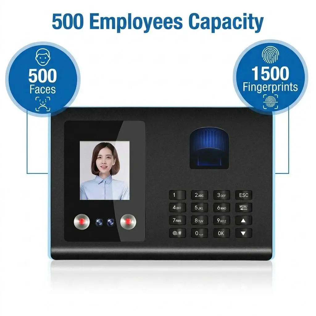 FA01H Multifunctional Staff Biometric Face Recognition Fingerprint Scanner Clock Employee Time Attendance Time Recorder