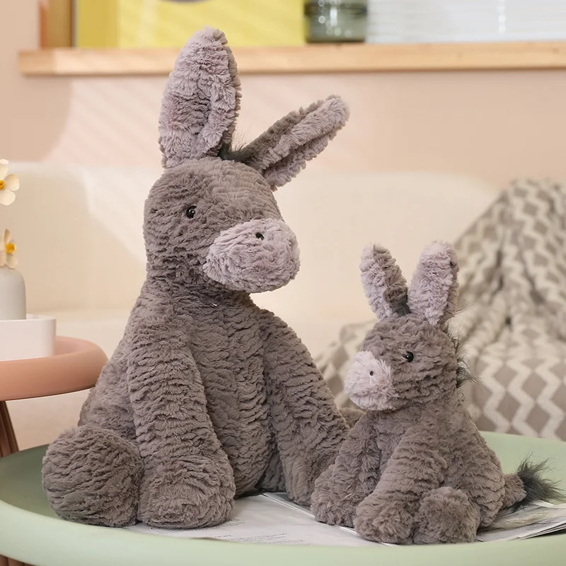 

Lovely Full Stuffed Plush Toys Grey Donkey Soft Animal Appease Dolls for Baby Kids Birthday Room Decor Gifts