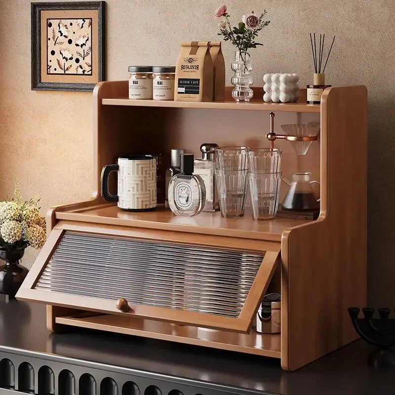 Portable Multi-functional Countertop Tea Set Cabinet Living Room Kitchen Coffee Cup Dust Mug Storage Rack Tea Cup Rack
