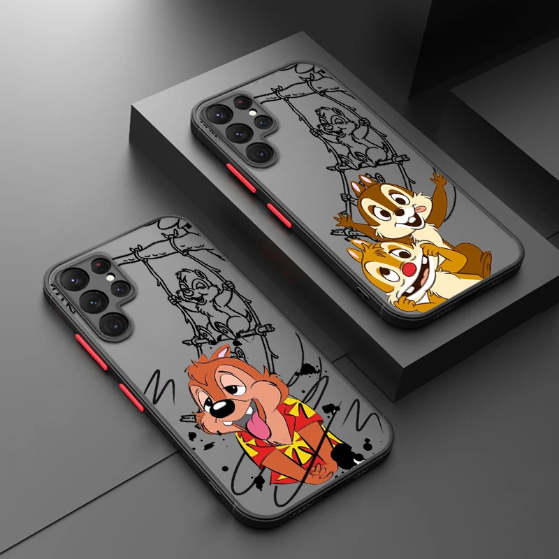 

Disney Chip And Dale Cute Frosted Translucent For Samsung Galaxy S24 S23 S22 S21 S20 FE S10 S9 S8 Plus Ultra Pro 5G Back