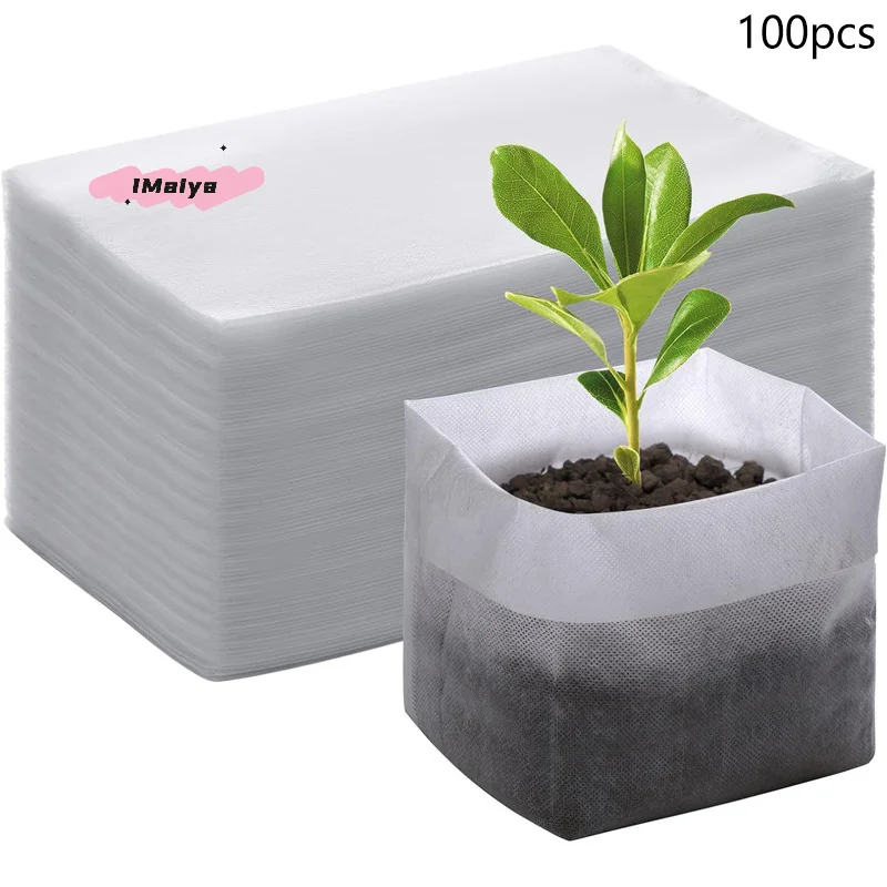 M-100PCS 8x10cm Biodegradable Plant Nursery Grow Bag Non-woven Fabric Seeds To Sow Flower Pots for Home Garden Accessories