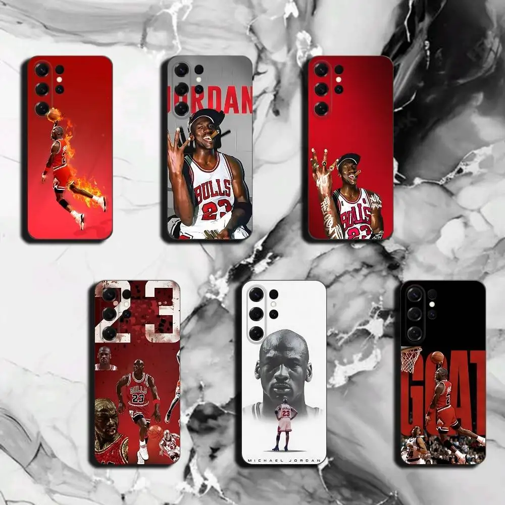 Funda de Silicona Líquida Suave para Samsung S26 25 24 23 22 21 Ultra, Diseño Basketball J-Jordan 23