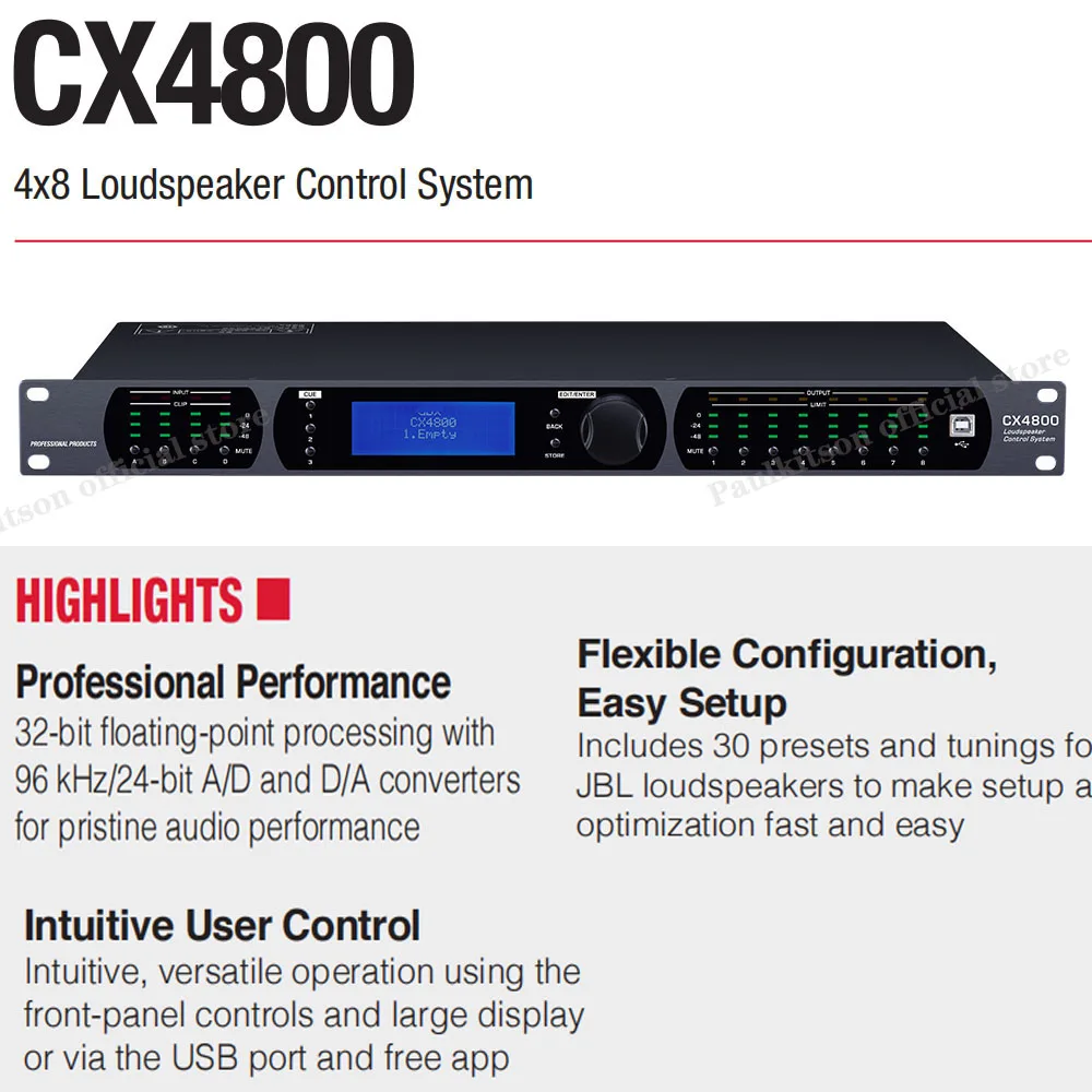 PaulKitson CX4800 Prosesor Audio 4-in-8-out DSP 32-bit Profesional Kompatibel dengan Perangkat Lunak Asli Equalizer Stage perform